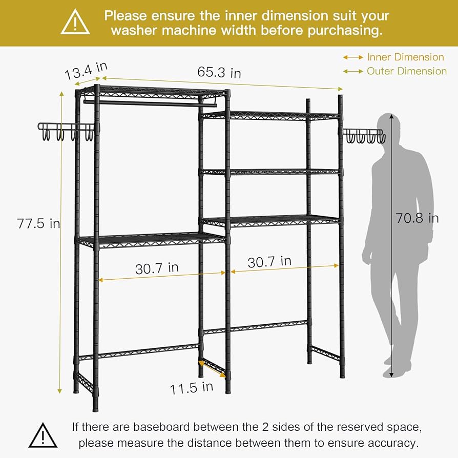 【送料無料】Laundry Wide Rack Amazon.com: Over Washer and Dryer Shelves,3 Tier Adjustable